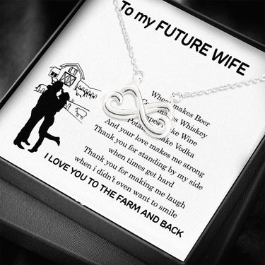 iWow Infinity Heart Necklace - to My Future Wife - Wheat Makes Beer Forever Love Pendant White Gold Plated Women Gift for Mother's Day, On Christmas, Birthday & Valentine's Day